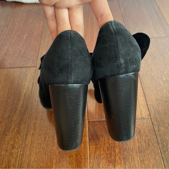 Ulla Johnson Suede Bow Block Heel Pumps Black Leather Velvet Classy Size 36 - Picture 4 of 11